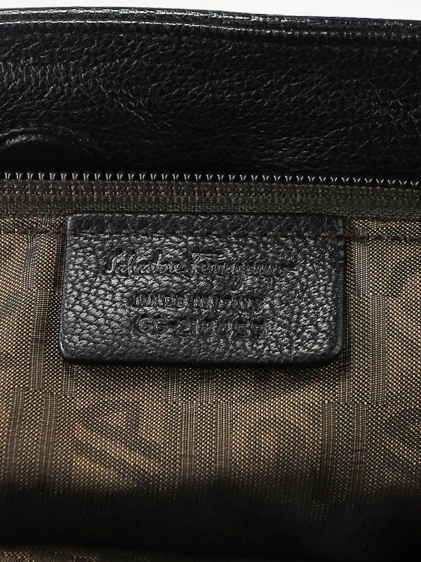 Salvatore Ferragamo Black Woven Leather Shoulder Bag