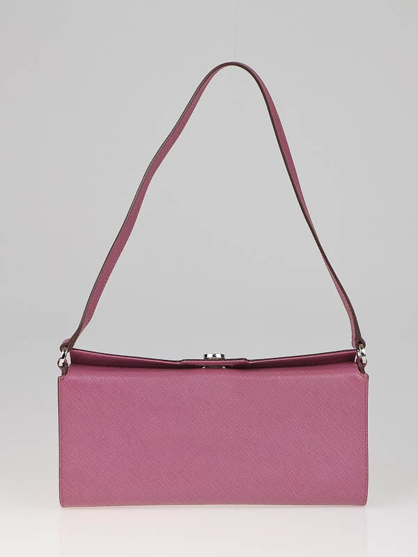 Salvatore Ferragamo Blush Calfskin Leather Clutch Bag