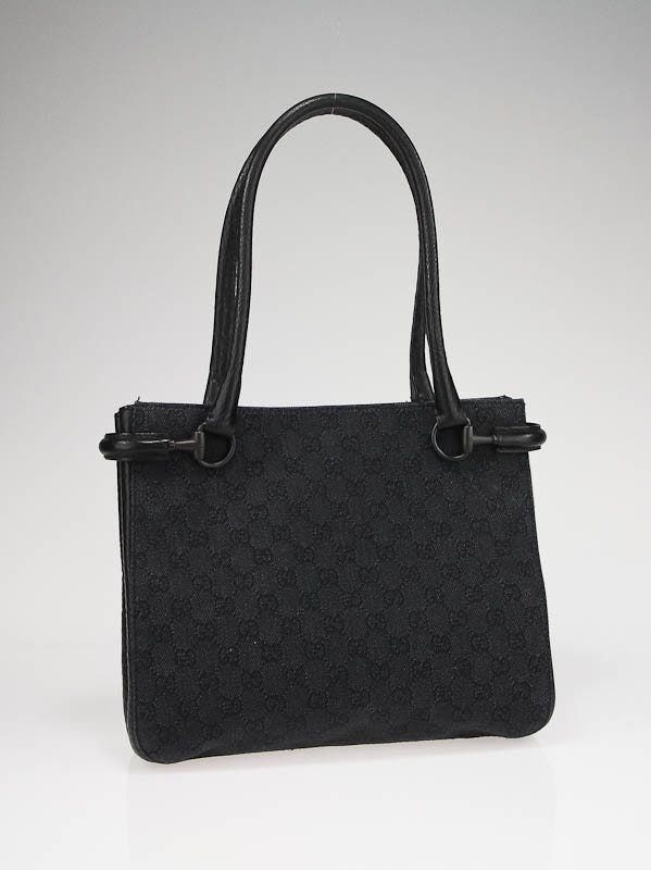 Gucci Black GG Fabric/Leather Square Tote Bag