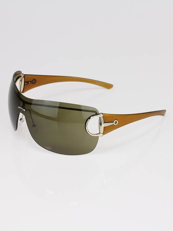 Gucci Brown Rimless Shield Horsebit Sunglasses GC2711/S