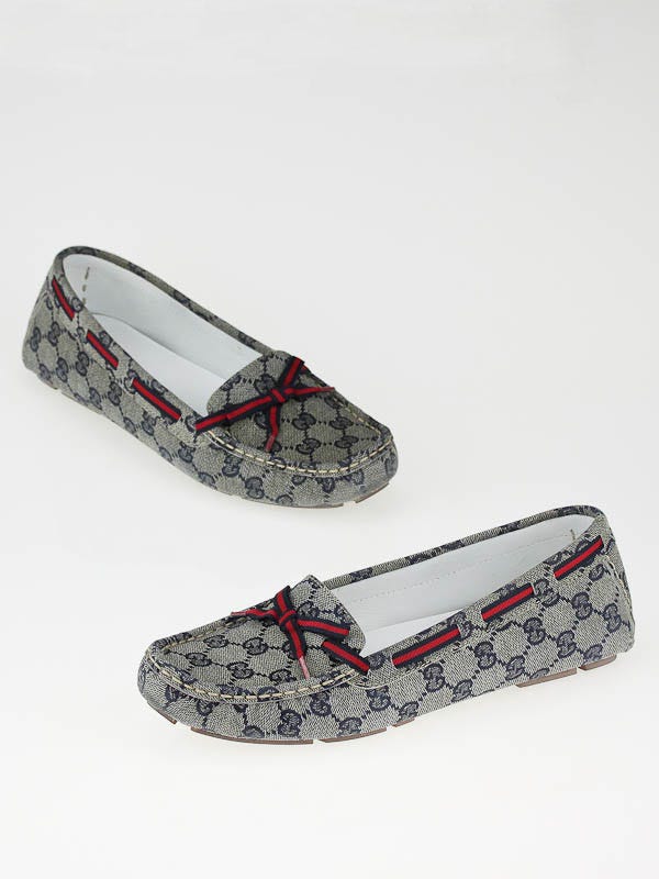 Gucci Blue GG Canvas Driving Moccassins Size 9.5