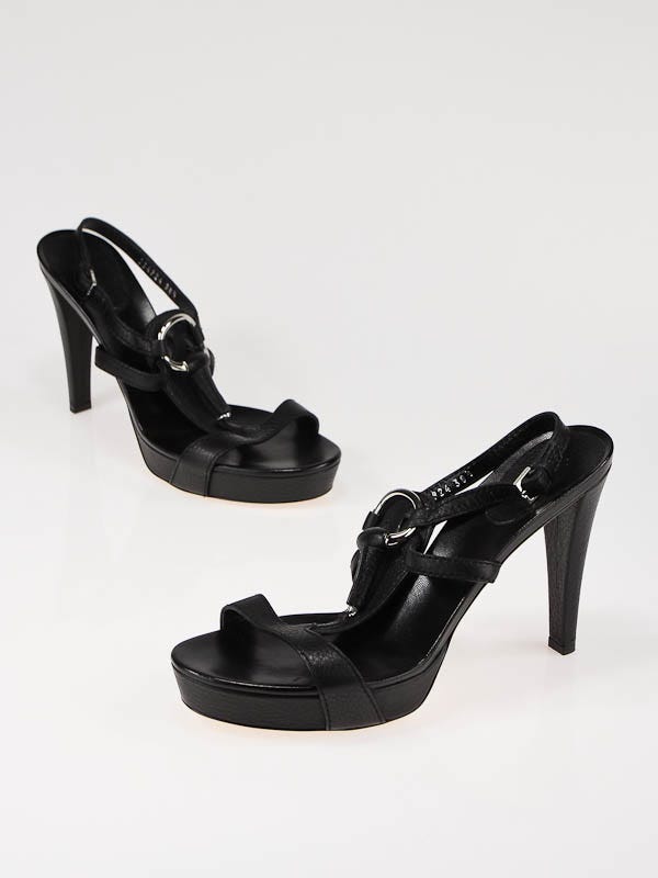 Gucci Black Leather Platform Strappy Sandals Size 8/38.5