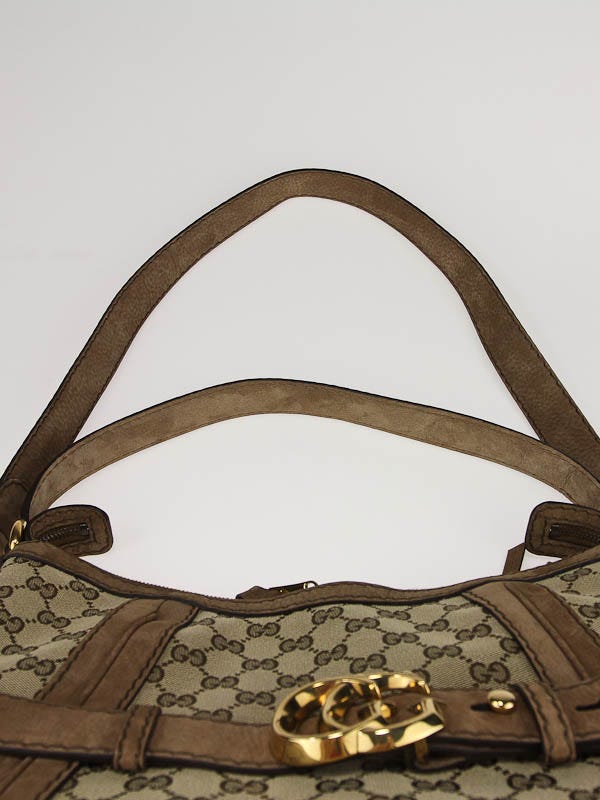 Gucci Beige Canvas GG Running Medium Double G Hobo Bag