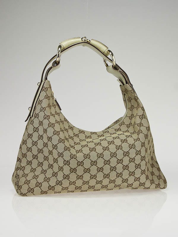 Gucci GG Fabric Chain Medium Horsebit Hobo Bag