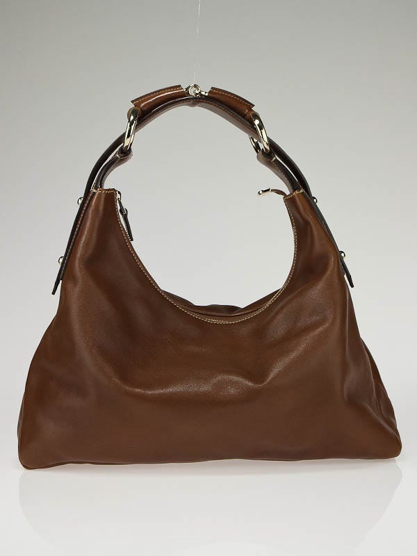 Gucci Horse bit Brown Leather Extra Large Hobo Purse - Loved