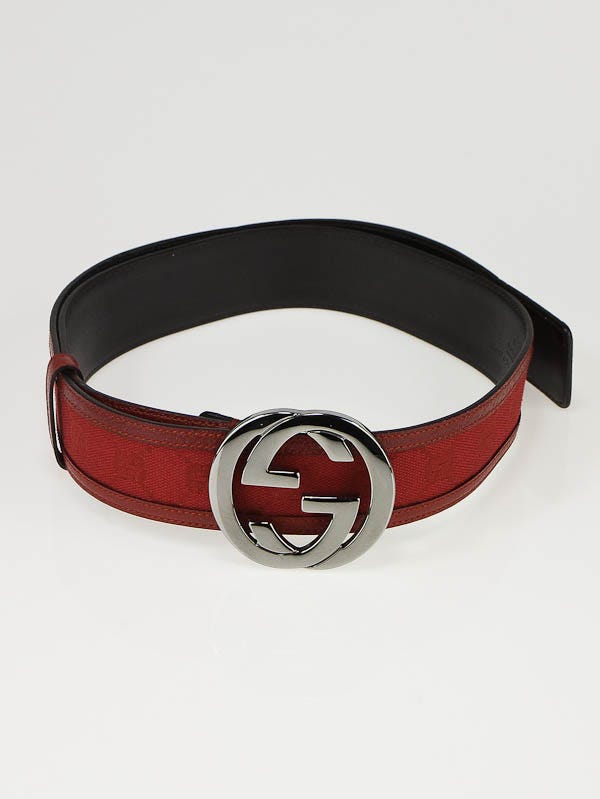 Gucci Red GG Canvas Interlocking GG Logo Belt