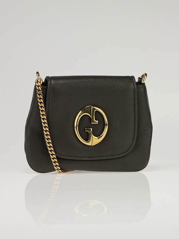 Gucci Dark Grey Leather '1973' Small Shoulder Bag