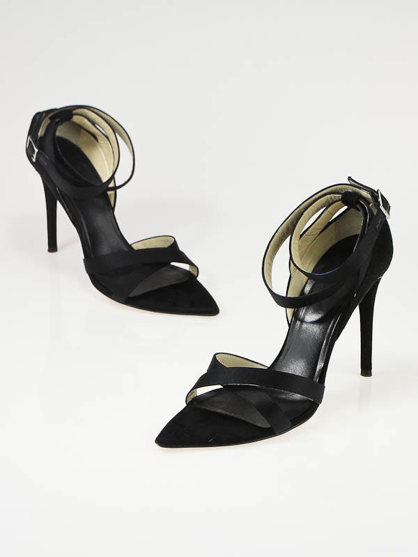 Gucci Black Silk Strappy Sandals Size 9.5