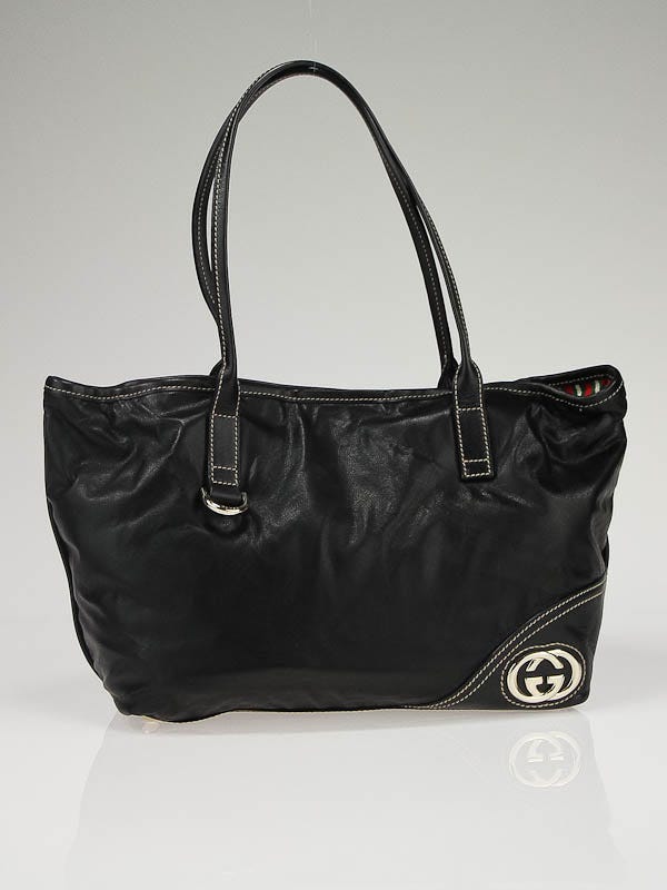 Gucci Black Leather 'Britt' Medium Tote Bag