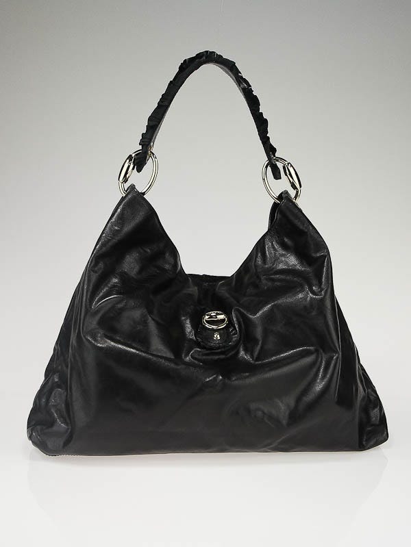 Gucci Black Leather Sabrina Large Hobo Bag