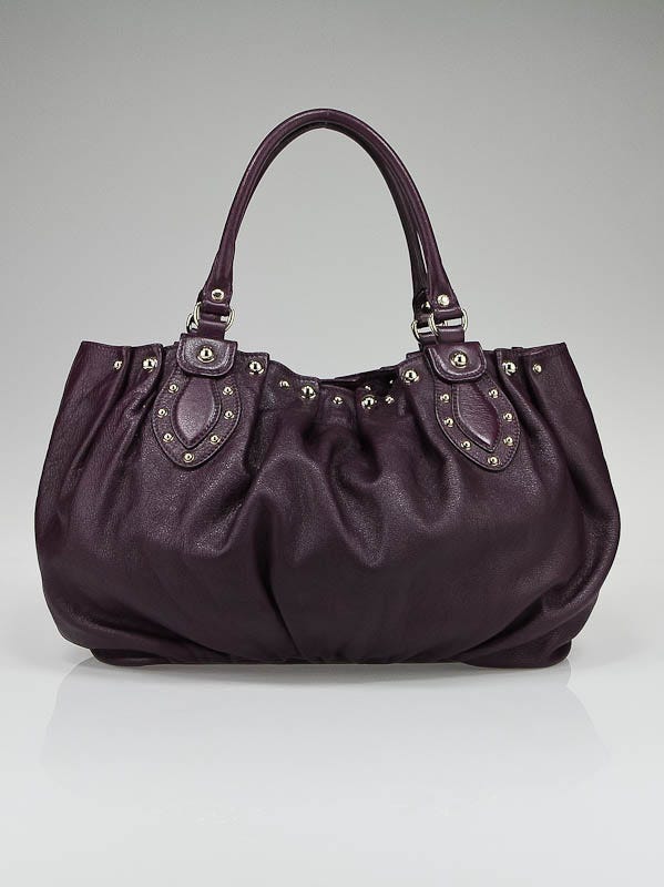 Gucci Purple Leather Studded Pelham Tote Bag