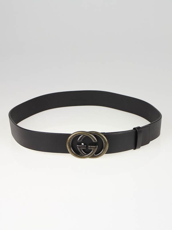 Gucci Black Leather Interlocking G Belt
