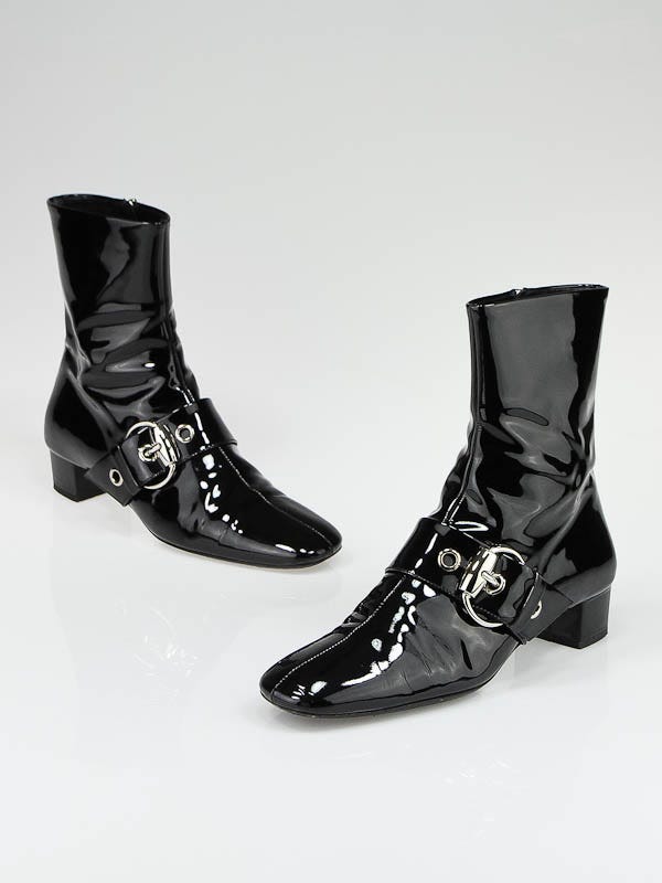 Gucci Black Patent Leather Boots Size 7