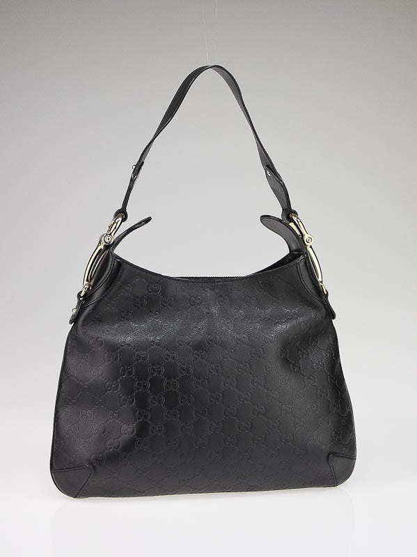 Gucci Black Guccissima Leather Horsebit Shoulder Bag