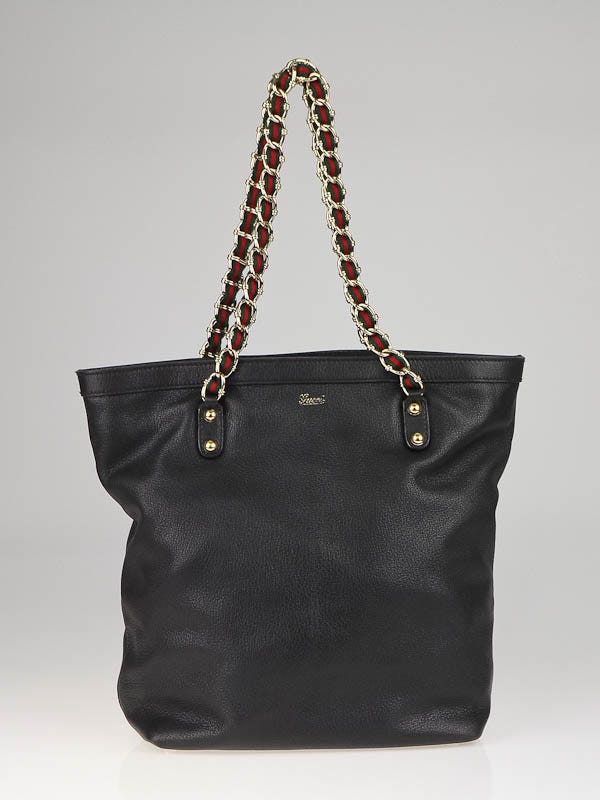 Gucci Black Leather Princy Chain Tote Bag