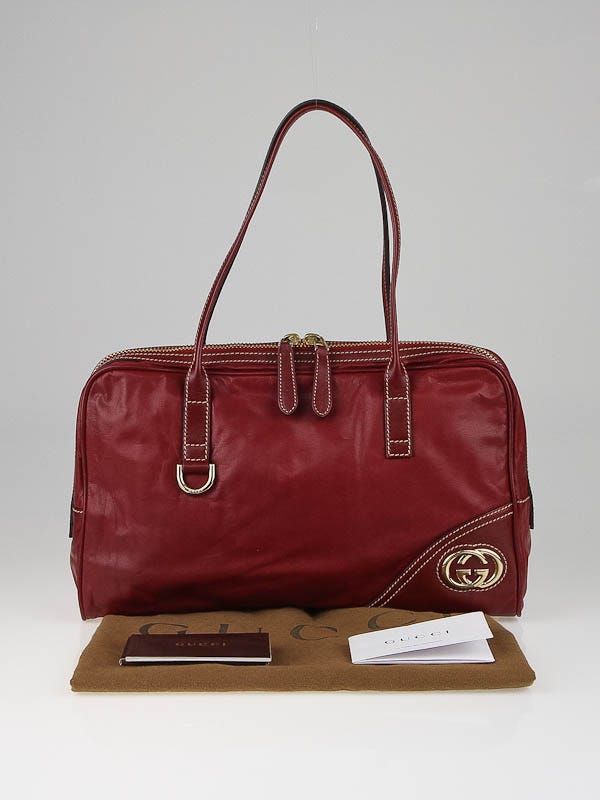 Gucci Red Leather Britt Satchel Bag