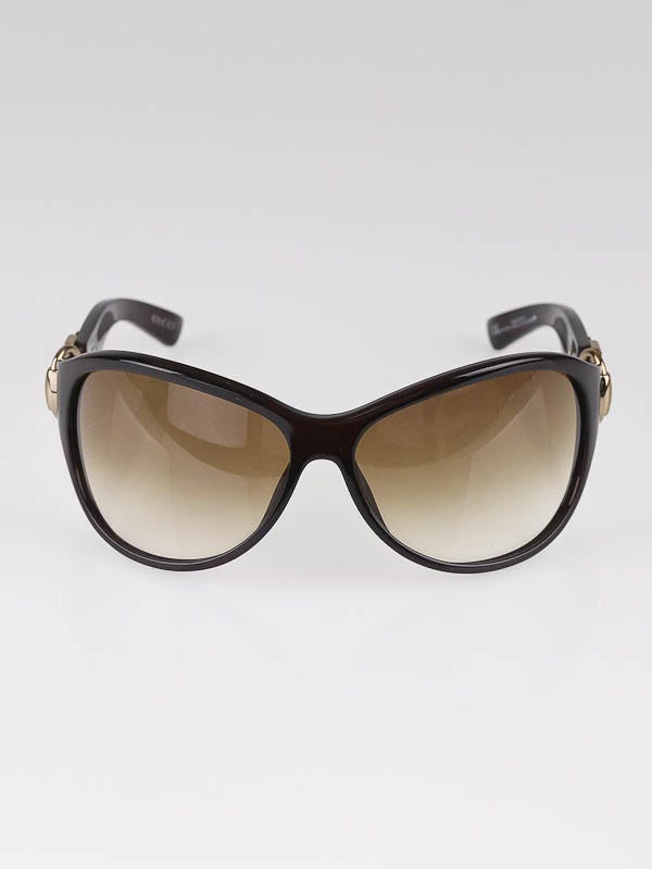 Gucci Dark Brown Frame Gradient Tint Buckle Sunglasses-2981