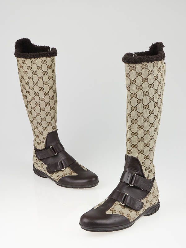 Gucci Beige/Ebony GG Canvas Boots Size 7.5/38