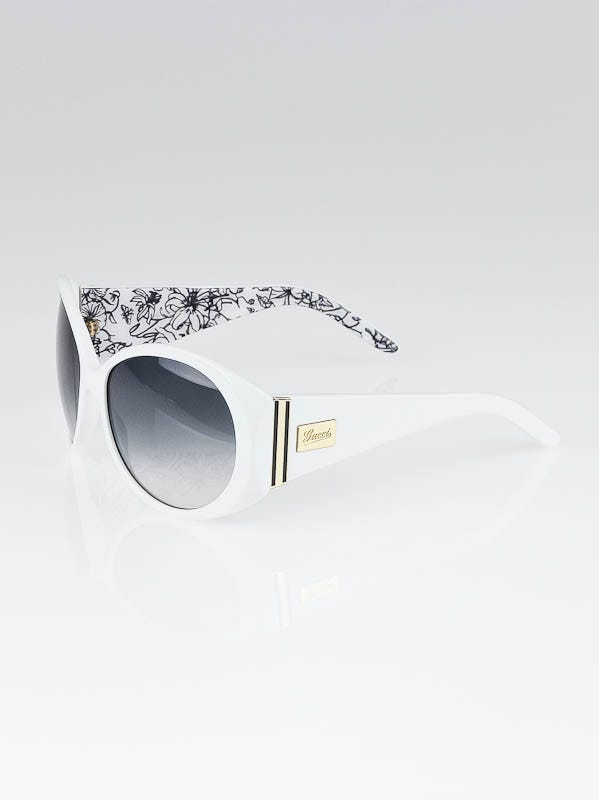 Gucci White Frame Floral Print Sunglasses-3078