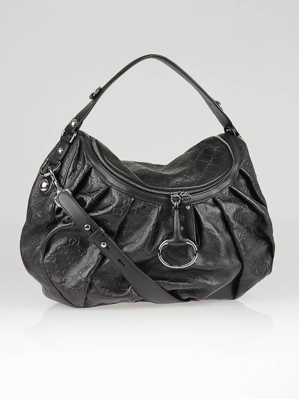 Gucci Black Guccissima Leather Icon Bit Shoulder Bag