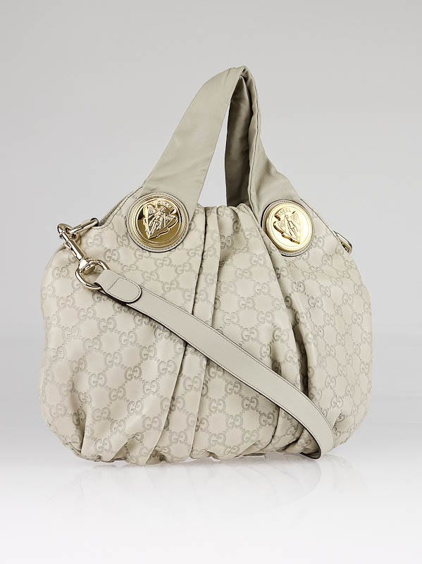 Gucci Ivory Guccissima Leather Hysteria Small Hobo Bag