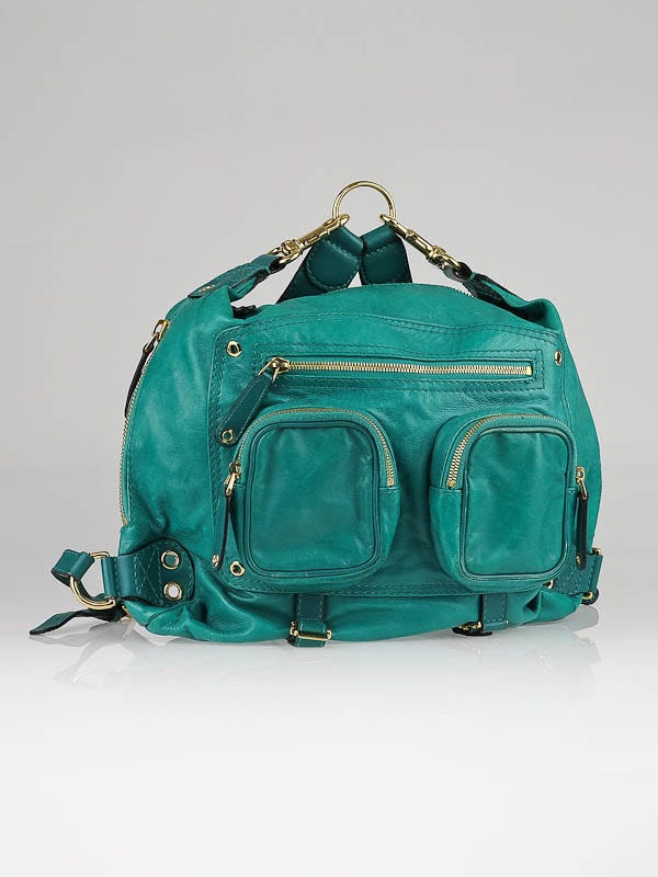 Gucci Turquoise Leather Darwin Convertible Medium Backpack Bag