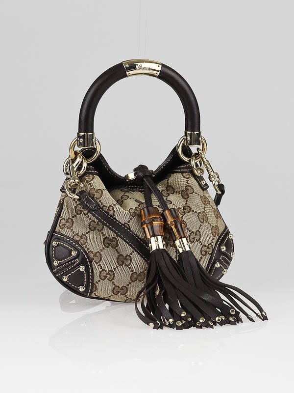 Gucci Beige/Ebony GG Canvas Mini Babouska Indy Top Handle Bag