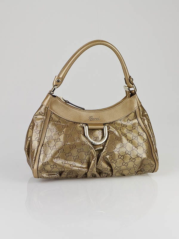 Gucci Gold GG Coated Canvas D Gold Medium Hobo Bag