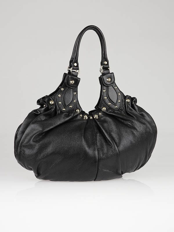 Gucci Black Leather Studded Pelham Shoulder Bag
