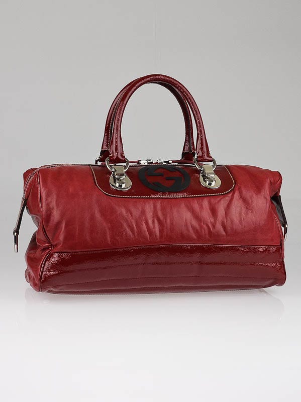 Gucci Red Leather Snow Glam Boston Bag