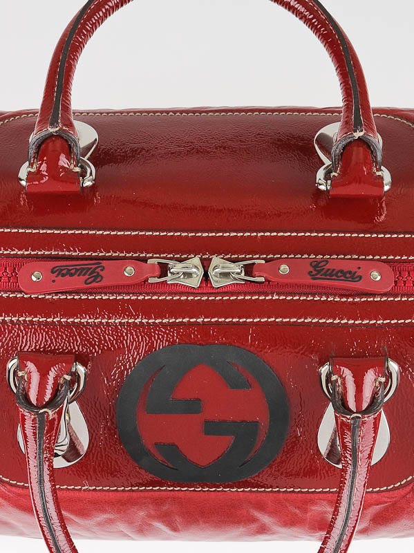 GUCCI Red Leather Soho Boston Bag