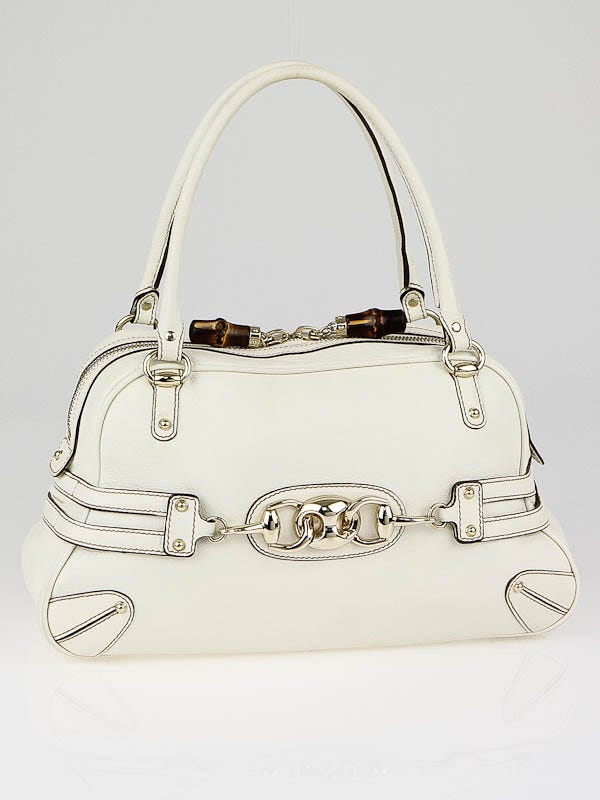 Gucci Ivory Leather Wave Boston Bag