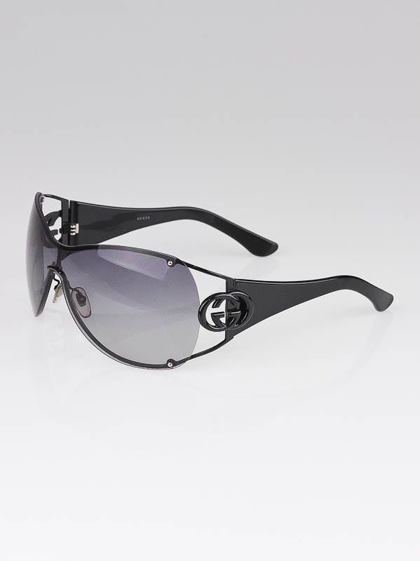 Gucci Black Metal Frame GG Logo Shield Sunglasses-2802