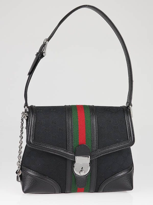 Gucci Black GG Canvas Vintage Web Treasure Shoulder Bag