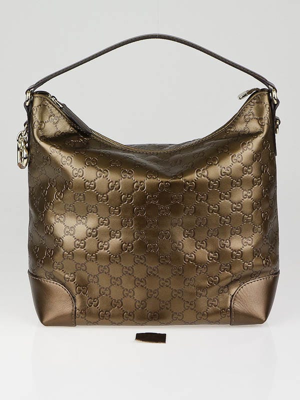 Gucci Metallic Bronze Guccissima Leather Punch Hobo Gucci