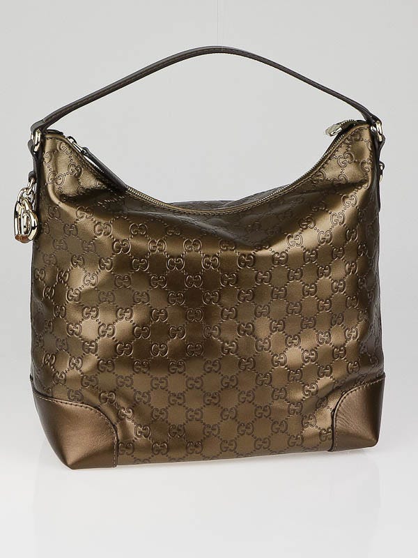 Gucci Metallic Bronze Guccissima Leather Medium Heart Bit Hobo at 1stDibs