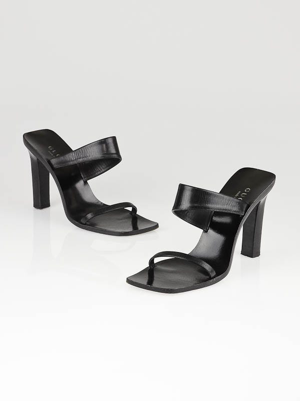 Gucci Black Leather High-Heel Sandals Size 7B
