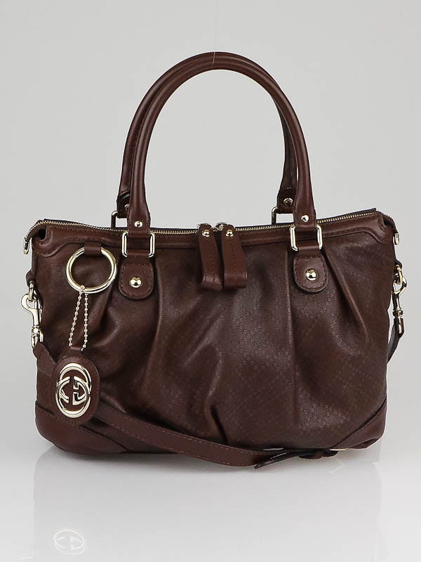 Gucci Brown Diamante Coated Canvas Sukey Top Handle Satchel