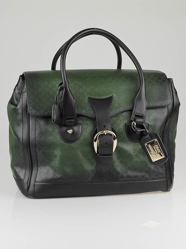 Gucci Dark Green Diamente Leather Carry-On Duffel Bag
