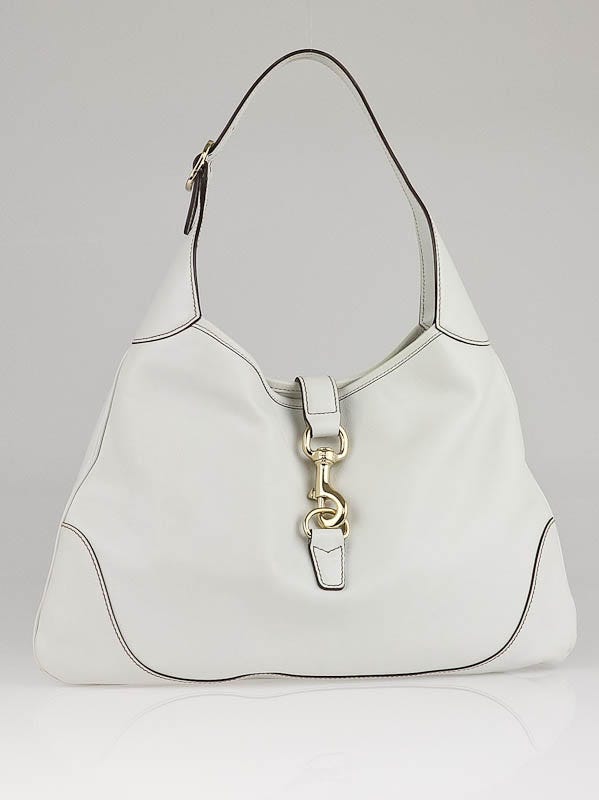 Gucci White Leather Jackie O Bouvier Medium Hobo Bag