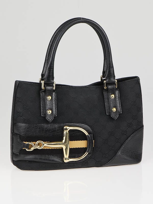 Gucci Black GG Canvas Horsebit Tote Bag