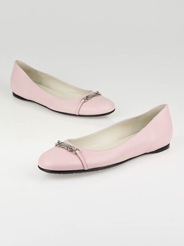 Gucci Pastel Pink Leather Horsebit Ballet Flats Size 8/38.5