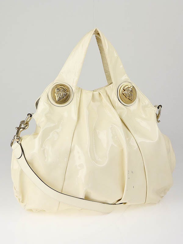 Gucci Ivory Patent Leather Hysteria Large Top Handle Bag Yoogi s