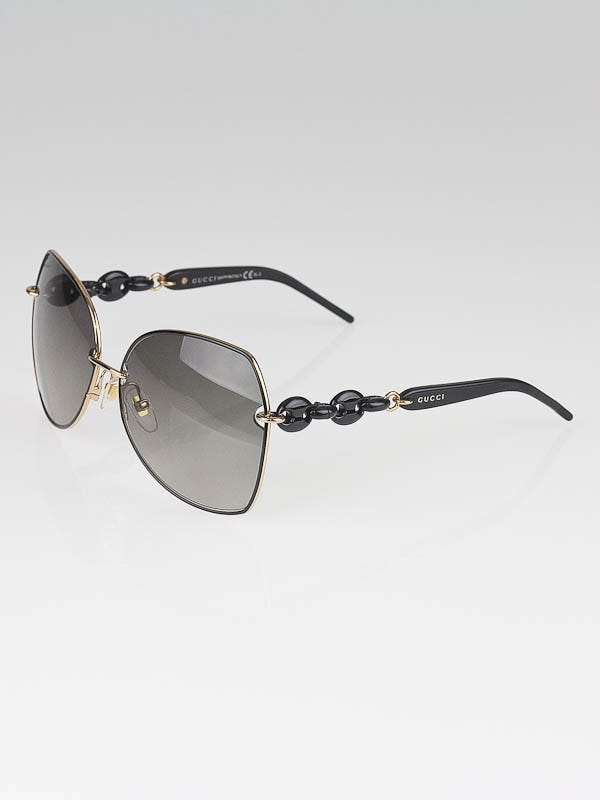 Gucci Black Metal Frame Chain-Link Gradient Lens Sunglasses