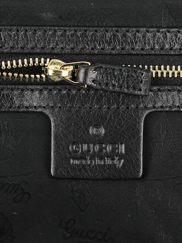 Gucci Black Leather Bamboo Top Handle Medium Satchel Bag