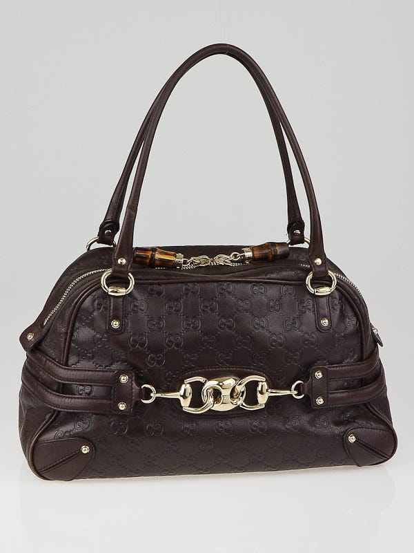 Gucci Dark Brown Guccissima Leather Wave Boston Bag - Yoogi's Closet