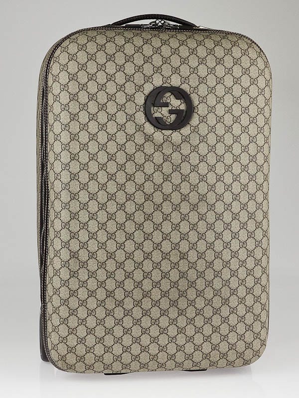 Gucci Beige/Ebony GG Coated Canvas Interlocking G Medium Rolling Suitcase 