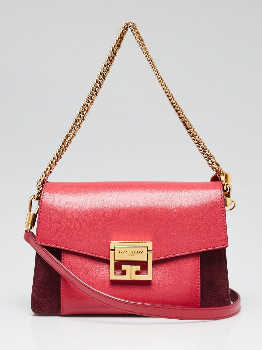 Givenchy Pink/Aubergine Leather/Suede GV3 Small Crossbody Bag
