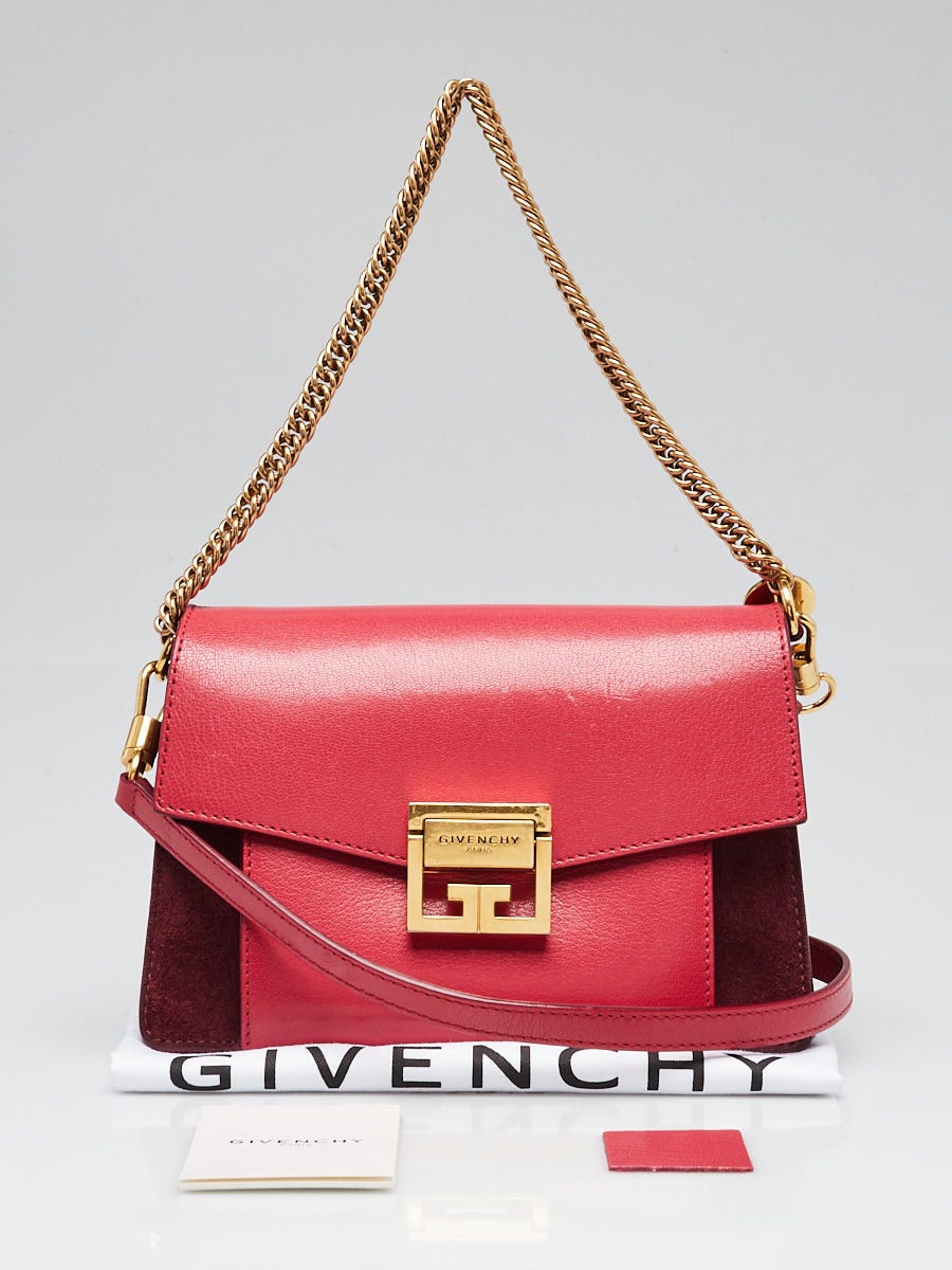 Givenchy Pink/Aubergine Leather/Suede GV3 Small Crossbody Bag