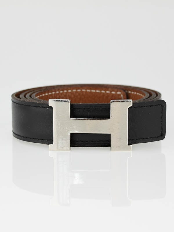 Men's black leather Louis Vuitton Belt with palladium plated logo